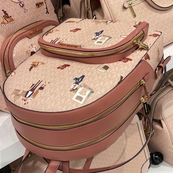 MICHAEL KORS JET SET GIRLS JAYCEE LARGE ZIP PACKED BACKPACK DARK POWDER BLUSH ML - Picture 11 of 16